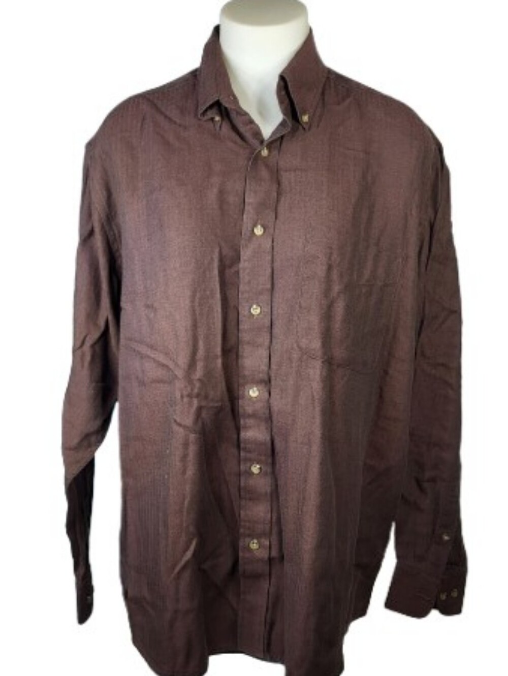 Jantzen Men's Brown Long Sleeve Button Down Shirt Sz lg